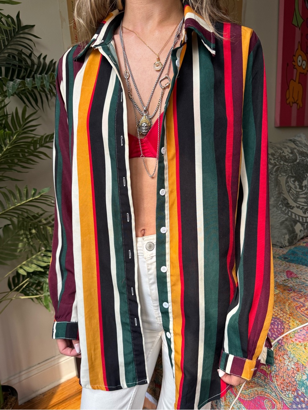 Multi-Color Striped Button-Up Top - Picture 2 of 5